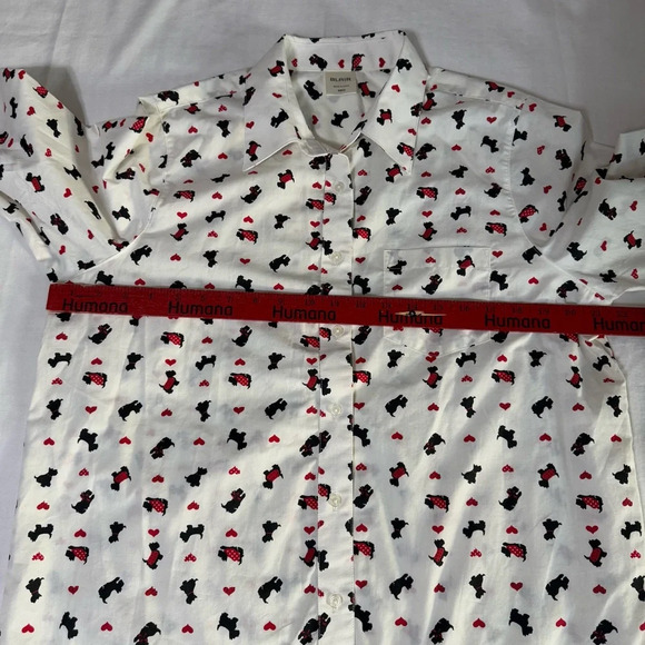 Blair White Long Sleeve Top Scottie Dogs Valentine Heart Casual Size Medium - Picture 4 of 7